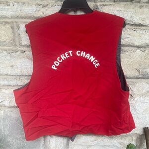 Vintage Gourmet Pocket Change red button down vest as is